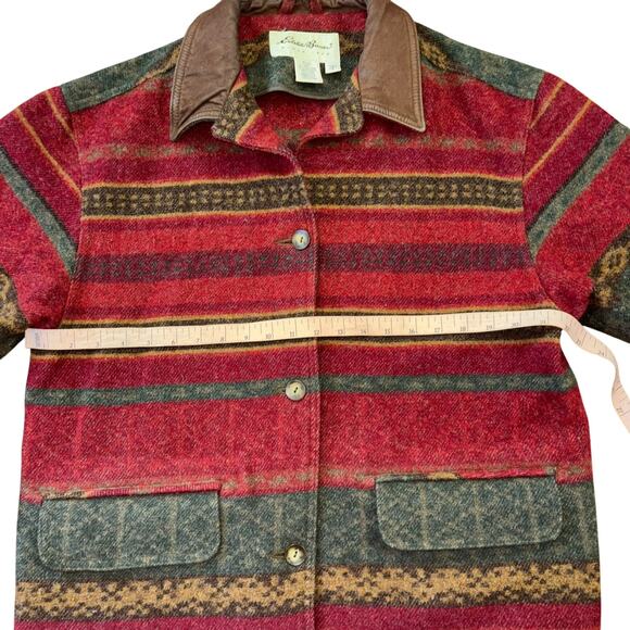 Vintage 90’s Wool Blanket Barn Eddie Bauer Jacket Women’s S Cottage Prairie Art - Picture 12 of 12